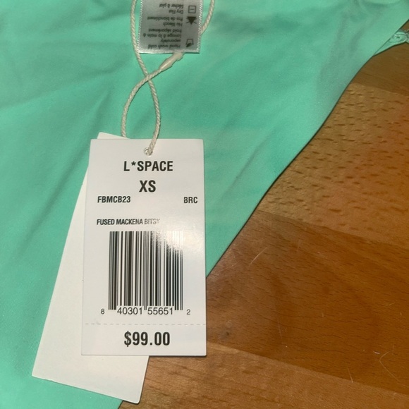 L*Space Bright Teal-Cream Seamless Mackena Bikini Bottom - Picture 6 of 6